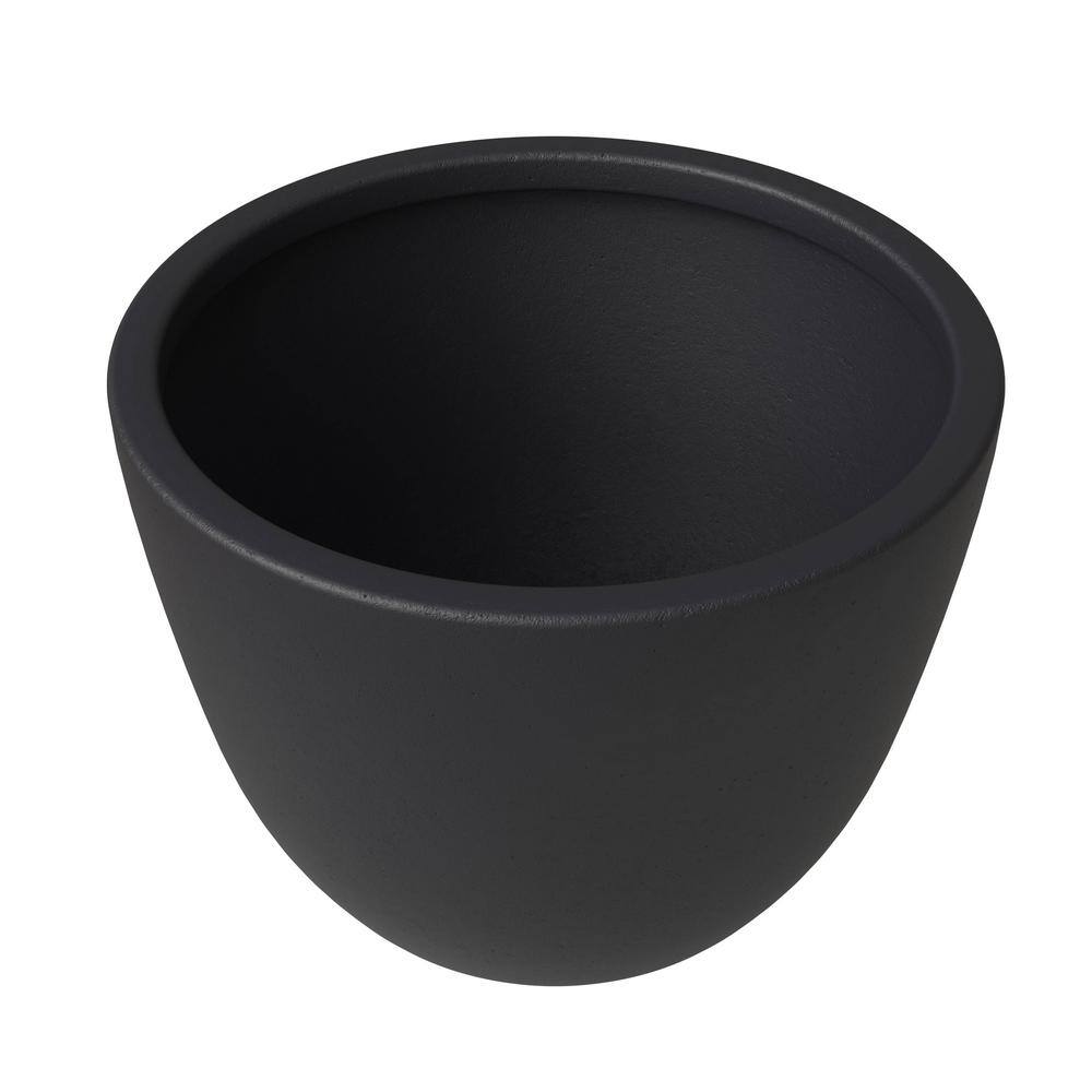 Leisuremod Dahlia Modern 21.5 in. Black Fiberstone and Clay Tapered Round Planter for Indoor and Outdoor