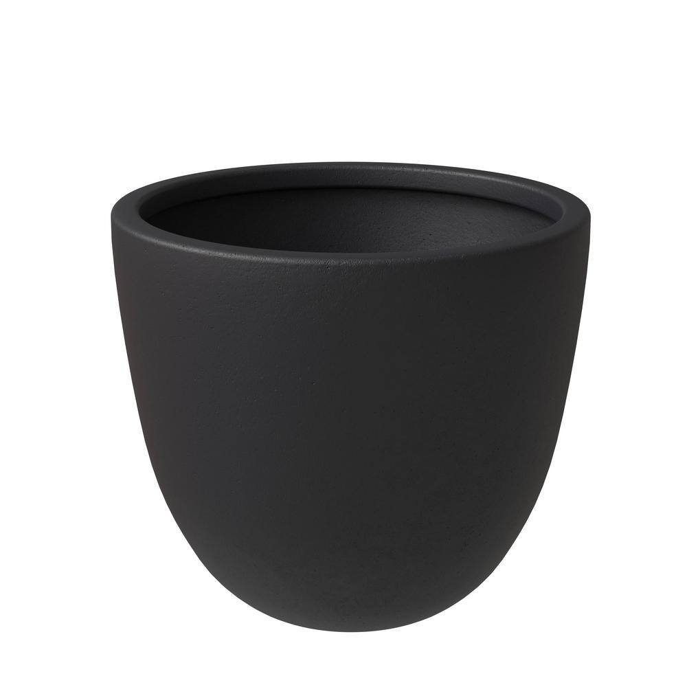 Leisuremod Dahlia Modern 21.5 in. Black Fiberstone and Clay Tapered Round Planter for Indoor and Outdoor