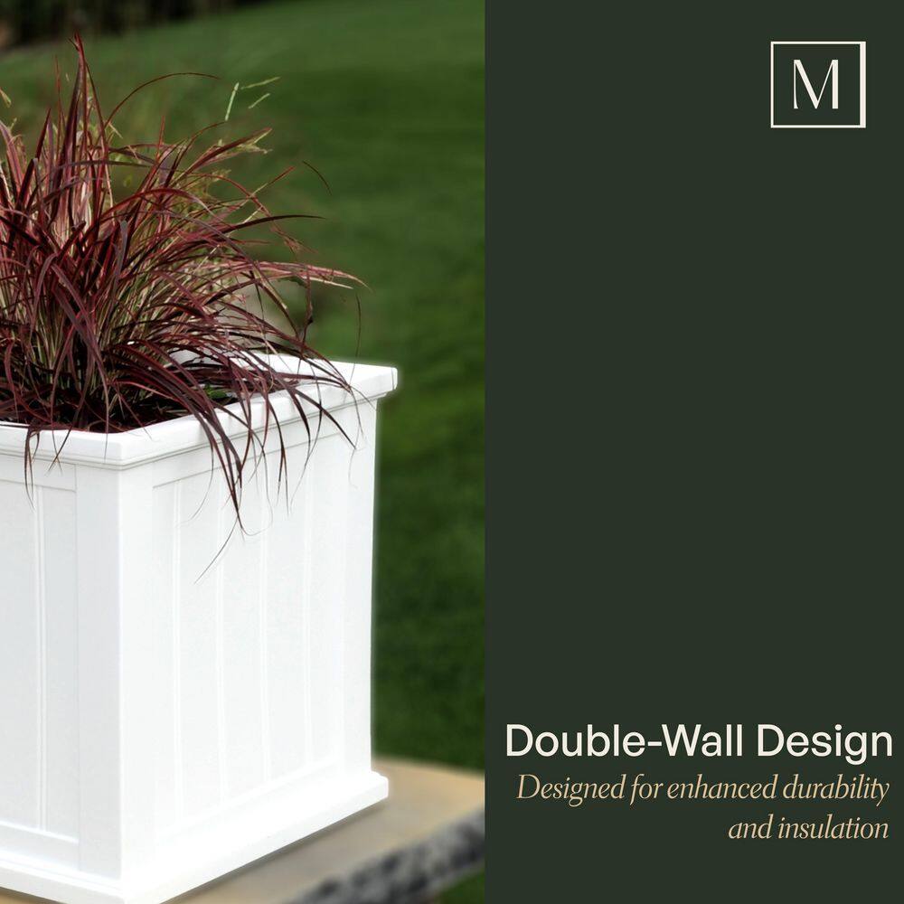 Mayne Cape Cod 20 in Square Self-Watering Black Polyethylene Planter