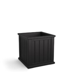 Mayne Cape Cod 20 in Square Self-Watering Black Polyethylene Planter
