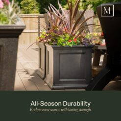 Mayne Fairfield 20 in. Square Self-Watering Black Polyethylene Planter
