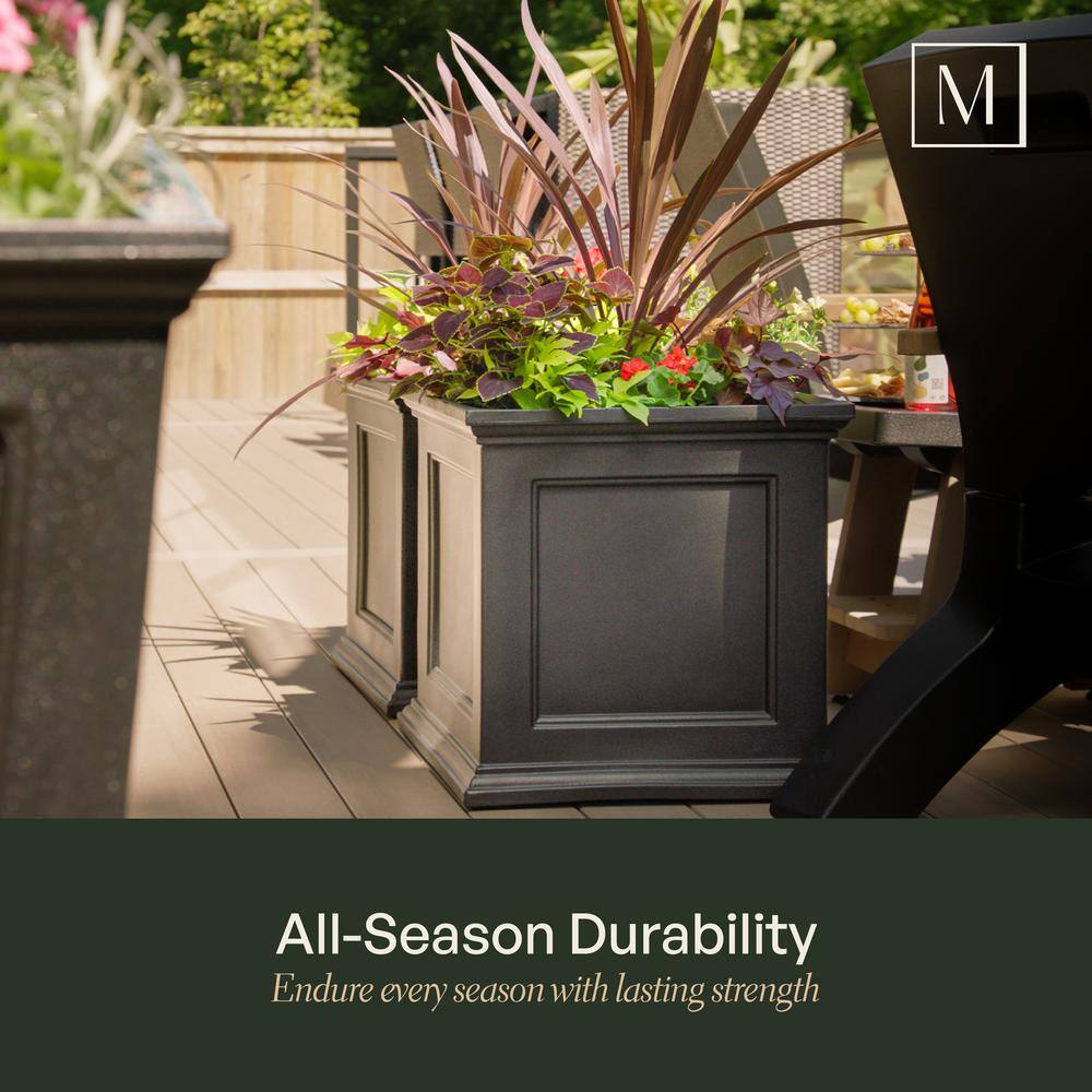 Mayne Fairfield 20 in. Square Self-Watering Black Polyethylene Planter