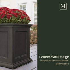 Mayne Fairfield 20 in. Square Self-Watering Black Polyethylene Planter