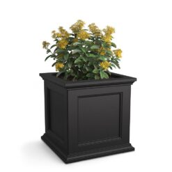 Mayne Fairfield 20 in. Square Self-Watering Black Polyethylene Planter
