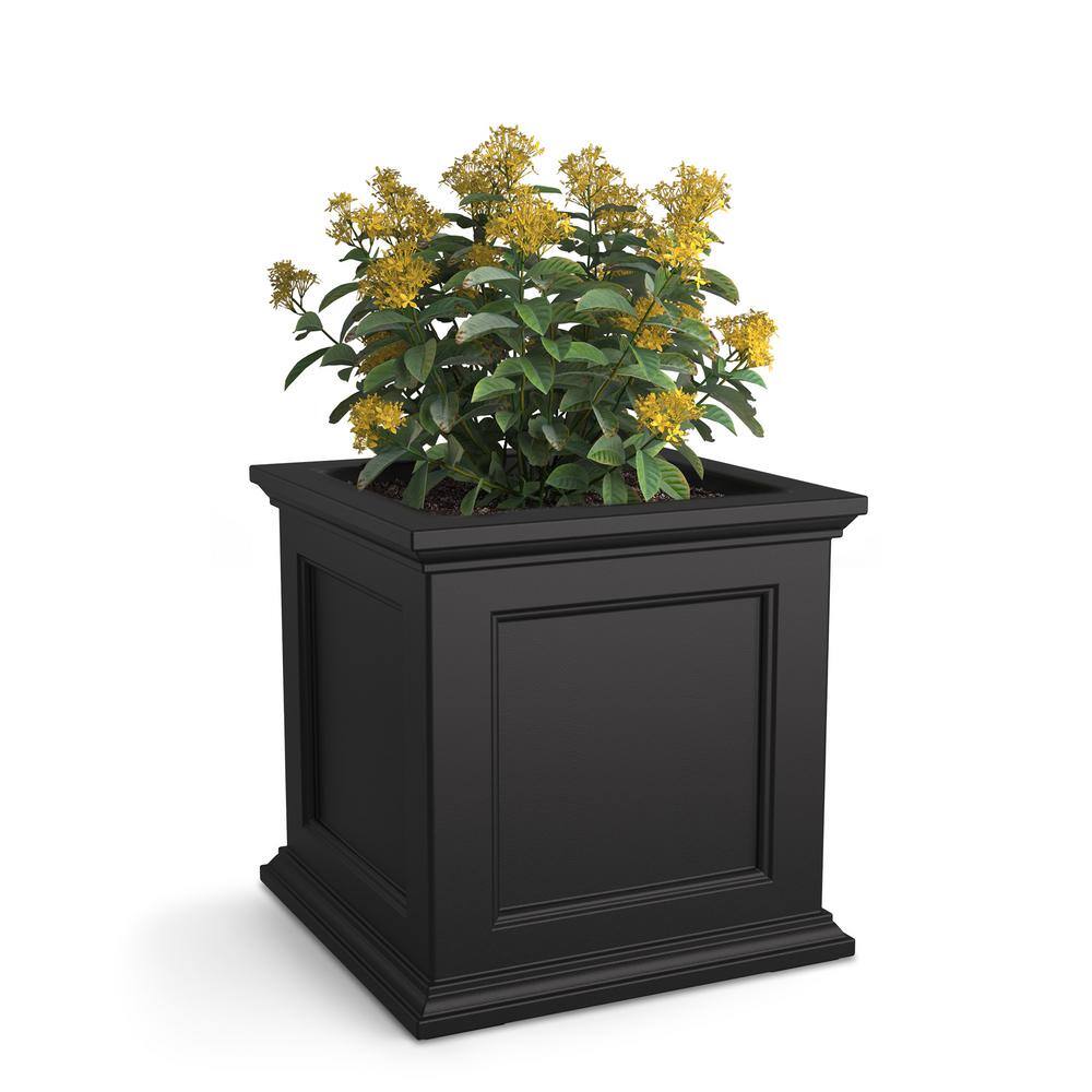 Mayne Fairfield 20 in. Square Self-Watering Black Polyethylene Planter