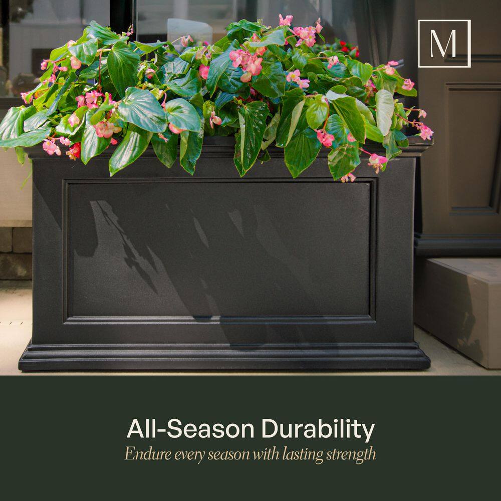 Mayne Fairfield 20 in. x 36 in. Self-Watering Black Polyethylene Planter