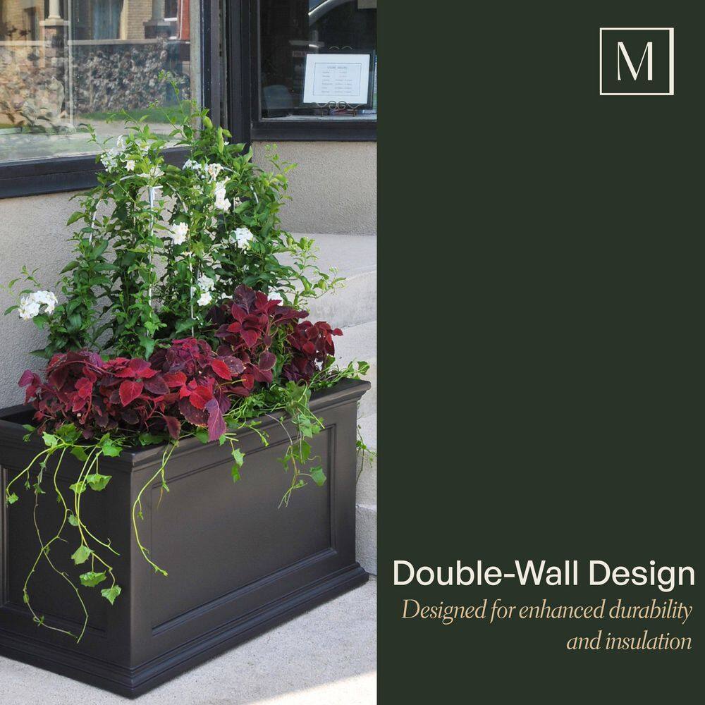 Mayne Fairfield 20 in. x 36 in. Self-Watering Black Polyethylene Planter