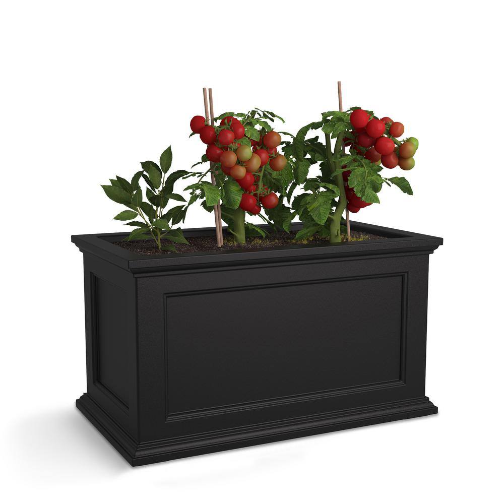 Mayne Fairfield 20 in. x 36 in. Self-Watering Black Polyethylene Planter