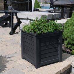 Mayne Lakeland 20in Square Self-Watering Black Polyethylene Planter