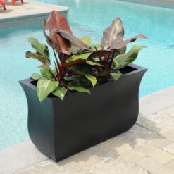 Mayne Valencia 36 in. x 16 in. x 22 in. Black Long Polyethylene Planter