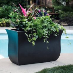 Mayne Valencia 36 in. x 16 in. x 22 in. Black Long Polyethylene Planter
