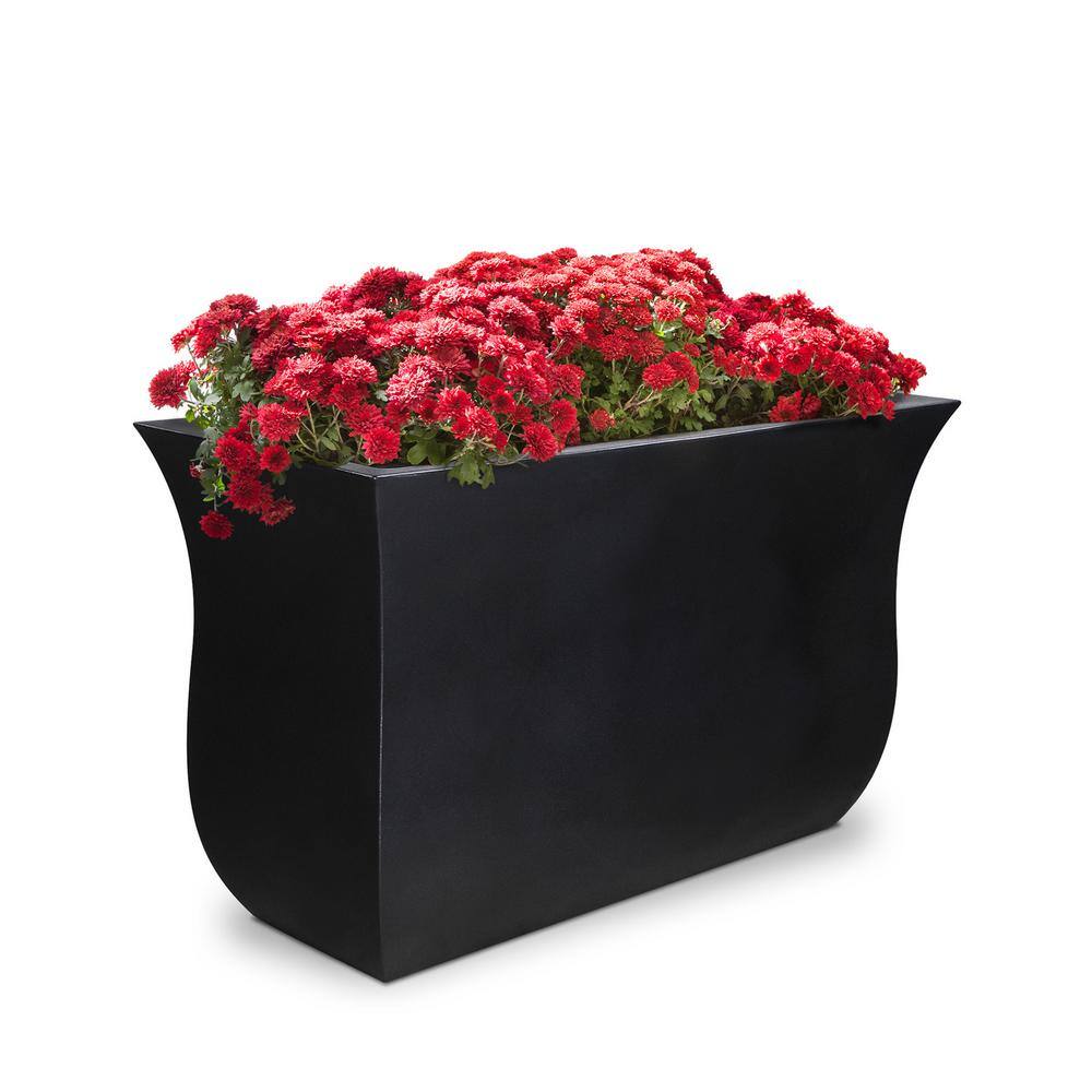 Mayne Valencia 36 in. x 16 in. x 22 in. Black Long Polyethylene Planter