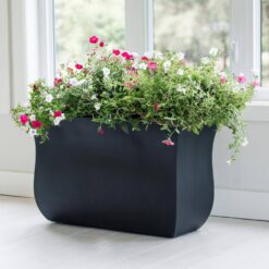 Mayne Valencia 36 in. x 16 in. x 22 in. Black Long Polyethylene Planter
