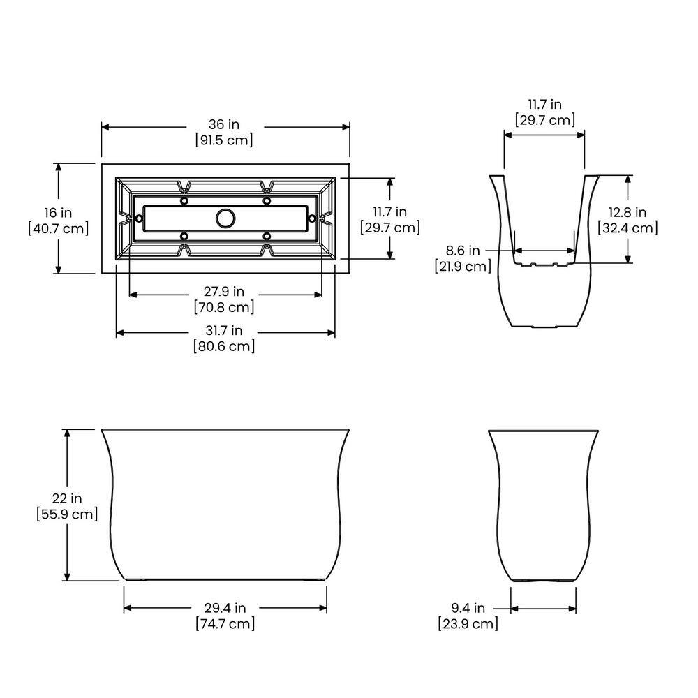 Mayne Valencia 36 in. x 16 in. x 22 in. Black Long Polyethylene Planter