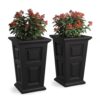 Mayne Wyndham 24 in. Tall Self-Watering Black Polyethylene Planter (2-Pack)