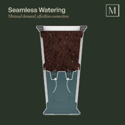 Mayne Wyndham 24 in. Tall Self-Watering Black Polyethylene Planter (2-Pack)