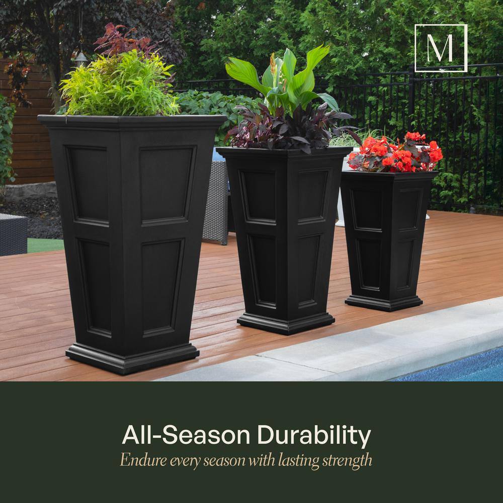 Mayne Fairfield 28 in. Tall Self-Watering Black Polyethylene Planter (2-Pack)