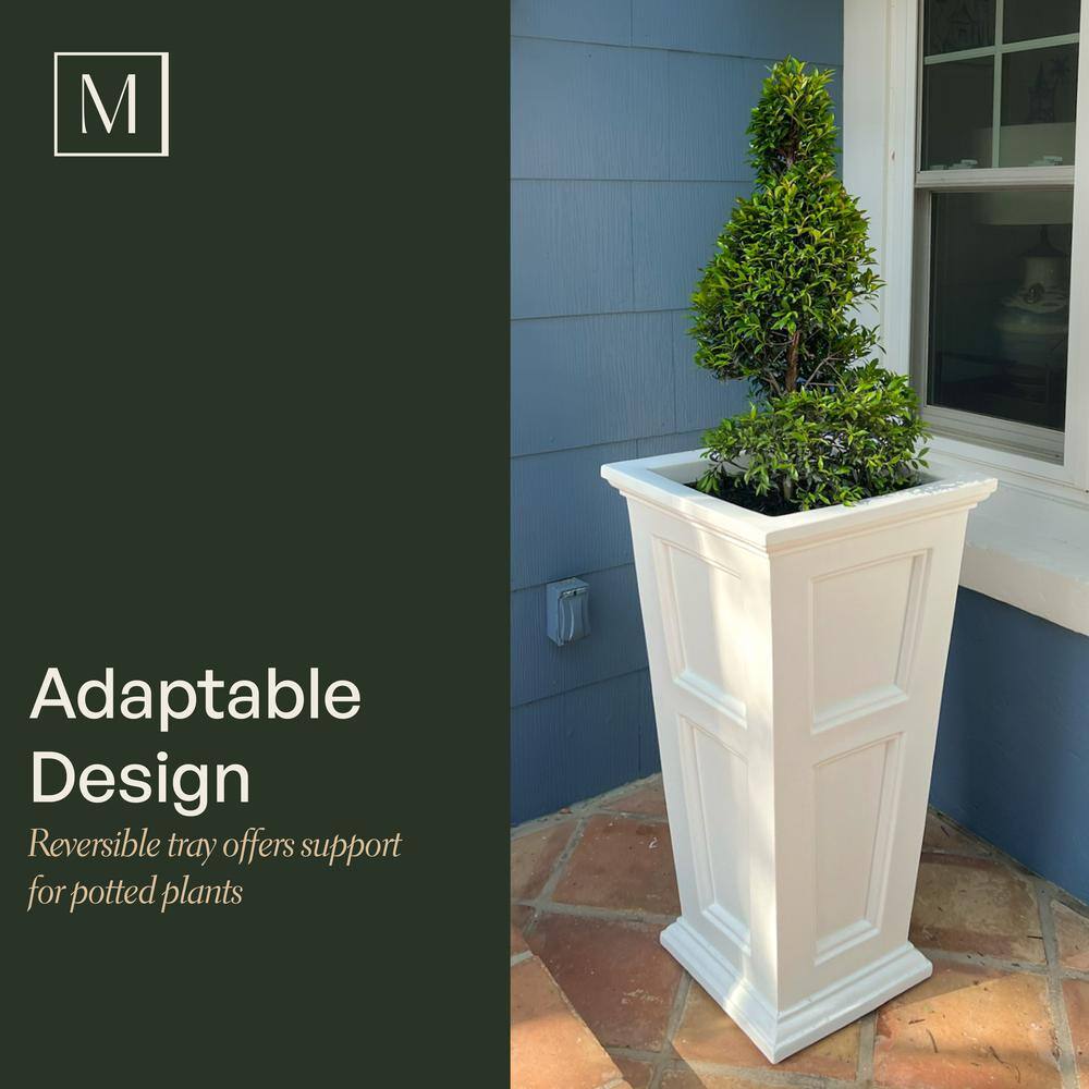 Mayne Fairfield 28 in. Tall Self-Watering Black Polyethylene Planter (2-Pack)