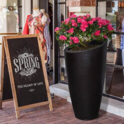 Mayne Modesto 42 in. Round Black Polyethylene Planter