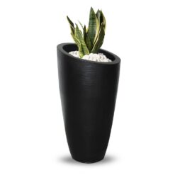 Mayne Modesto 42 in. Round Black Polyethylene Planter