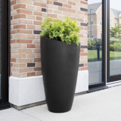 Mayne Modesto 42 in. Round Black Polyethylene Planter