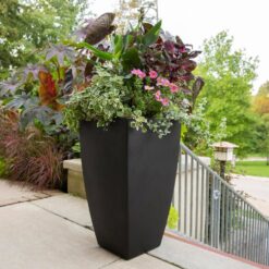 Mayne Kobi 38 in. Tall Black Self-Watering Polyethylene Planter