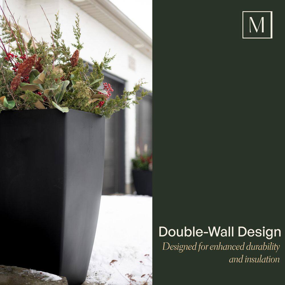 Mayne Kobi 38 in. Tall Black Self-Watering Polyethylene Planter