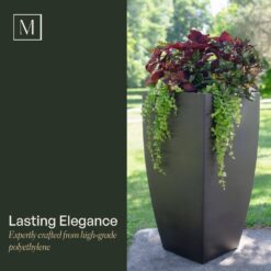 Mayne Kobi 38 in. Tall Black Self-Watering Polyethylene Planter