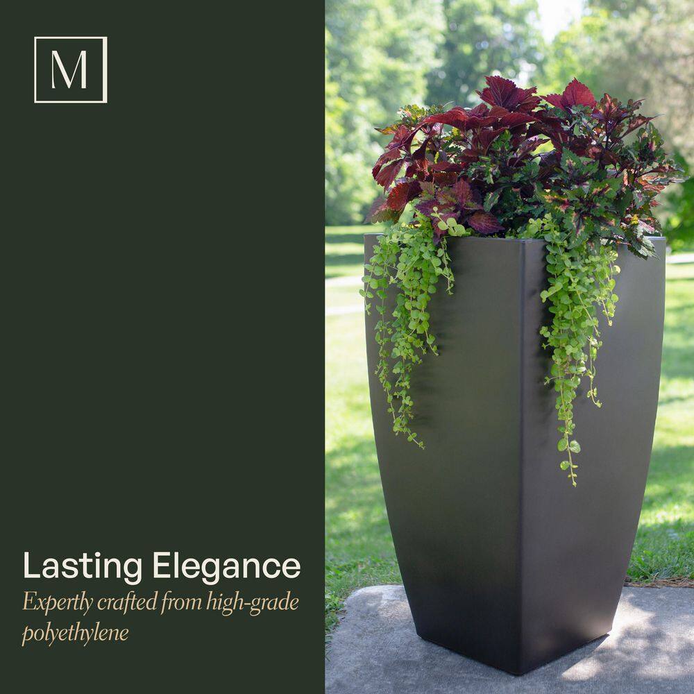 Mayne Kobi 38 in. Tall Black Self-Watering Polyethylene Planter