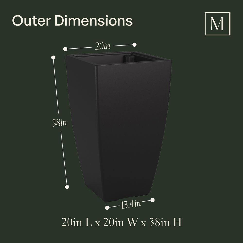 Mayne Kobi 38 in. Tall Black Self-Watering Polyethylene Planter