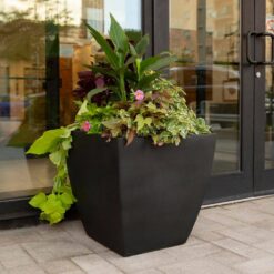 Mayne Kobi 24 in. x 24 in. Black Polyethylene Self-Watering Planter