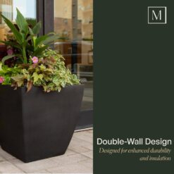 Mayne Kobi 24 in. x 24 in. Black Polyethylene Self-Watering Planter