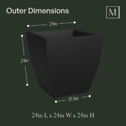 Mayne Kobi 24 in. x 24 in. Black Polyethylene Self-Watering Planter