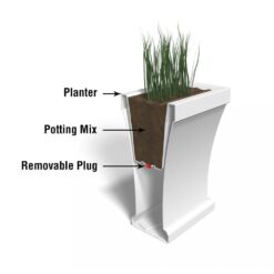 Mayne Bordeaux 40 in. Black Polyethylene Trough Planter