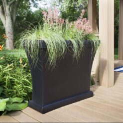 Mayne Bordeaux 40 in. Black Polyethylene Trough Planter