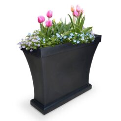 Mayne Bordeaux 40 in. Black Polyethylene Trough Planter