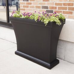 Mayne Bordeaux 40 in. Black Polyethylene Trough Planter