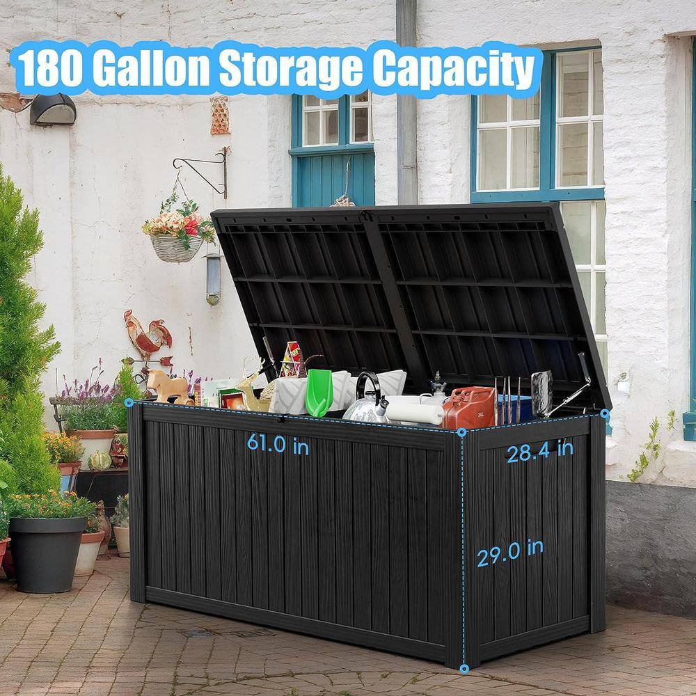 OUPES 180 gal. Black Resin Outdoor Storage Deck Box