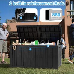 OUPES 180 gal. Black Resin Outdoor Storage Deck Box
