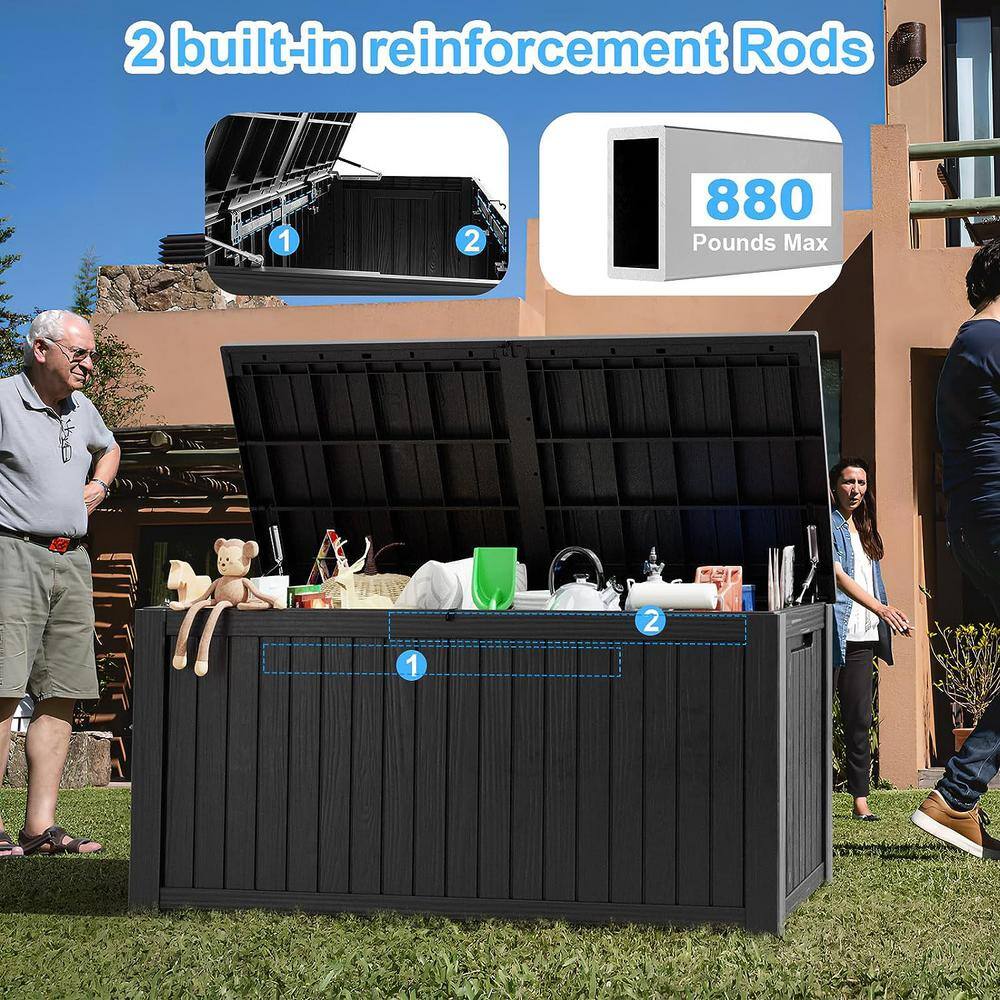 OUPES 180 gal. Black Resin Outdoor Storage Deck Box