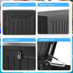 OUPES 180 gal. Black Resin Outdoor Storage Deck Box