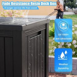 OUPES 180 gal. Black Resin Outdoor Storage Deck Box