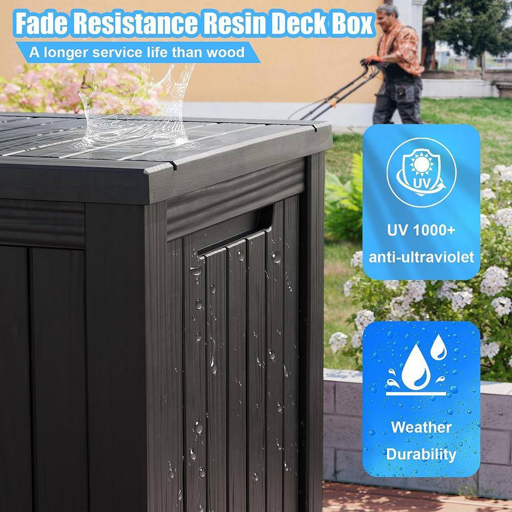 OUPES 180 gal. Black Resin Outdoor Storage Deck Box