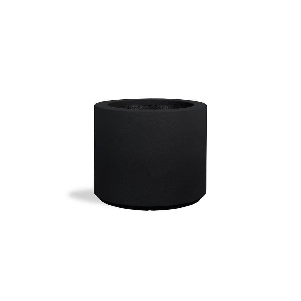 PolyStone Planters Baja Round 23 in. x 19 in. Black Composite Planter