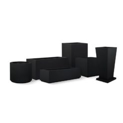PolyStone Planters Cozumel Column 23 in. x 30 in. Black Composite Planter