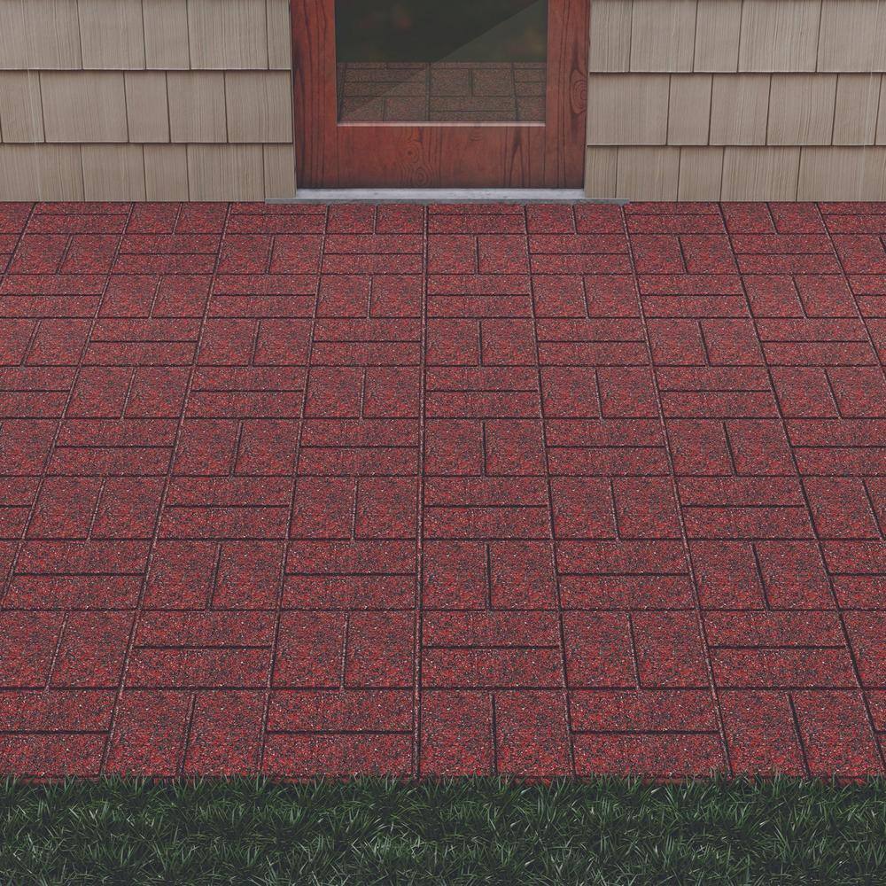 Vigoro 16 in. x 16 in. x 3/4 in. Black/Red Blended Dual-Sided Rubber Paver (60-Pack)