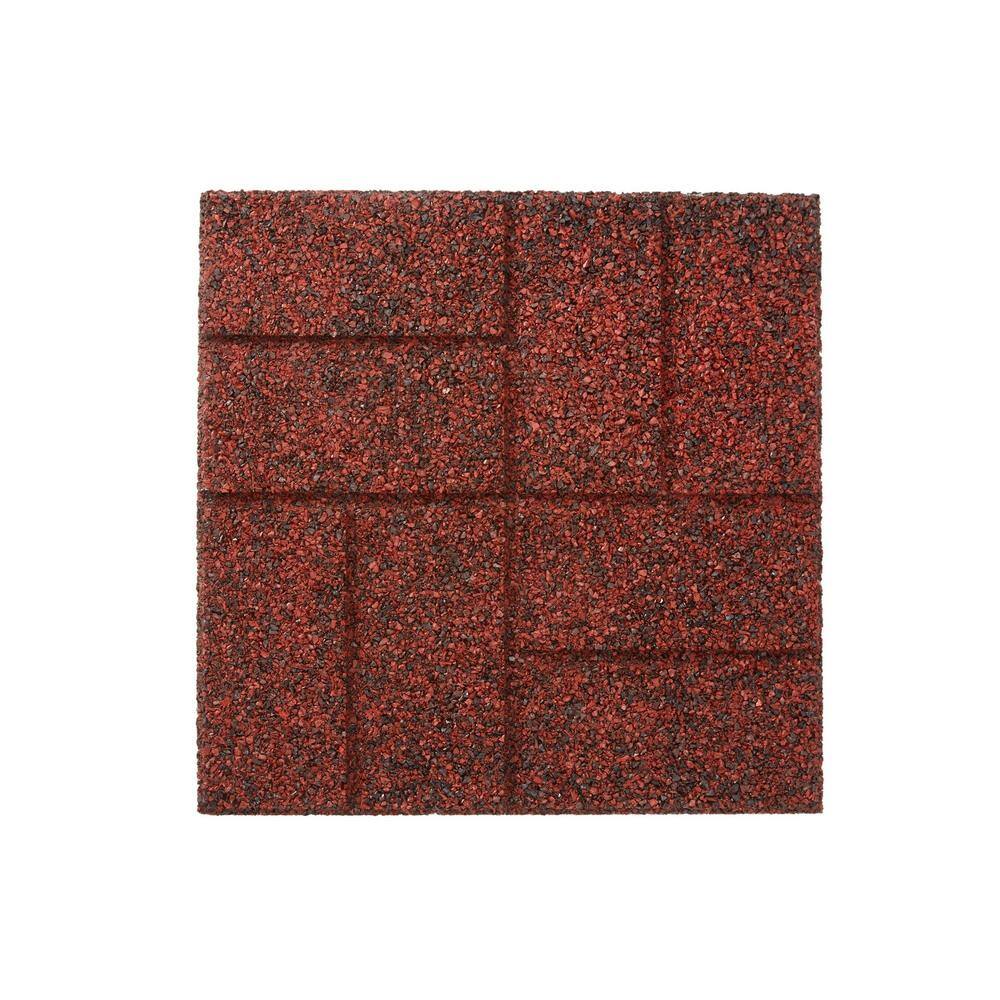 Vigoro 16 in. x 16 in. x 3/4 in. Black/Red Blended Dual-Sided Rubber Paver (60-Pack)