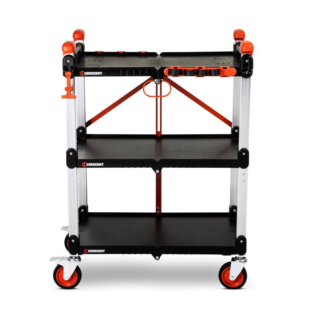 Crescent SITERUNNER 20 in. 3-Shelf Heavy Duty Folding Jobsite Cart with 300 lb. Capacity