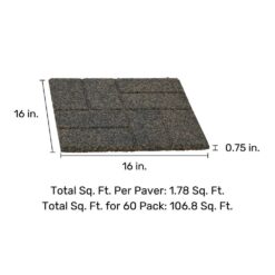 Vigoro 16 in. x 16 in. x 3/4 in. Black/Tan Blended Dual-Sided Rubber Paver (60-Pack)