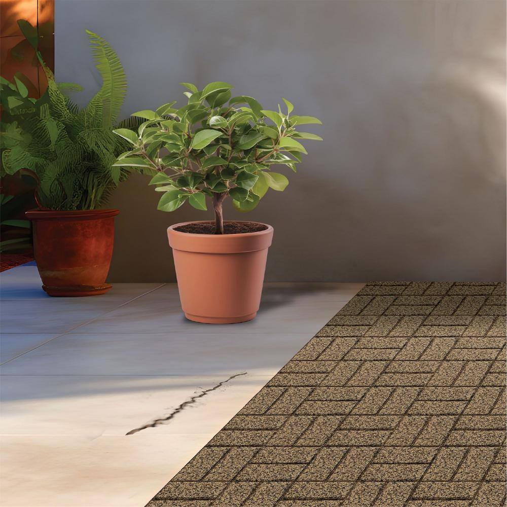 Vigoro 16 in. x 16 in. x 3/4 in. Black/Tan Blended Dual-Sided Rubber Paver (60-Pack)